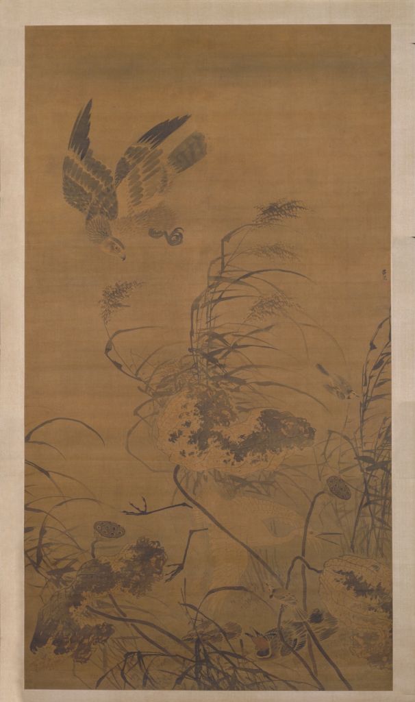 图片[1]-Lu Ji Remnant Lotus Eagle Heron Map Axis-China Archive